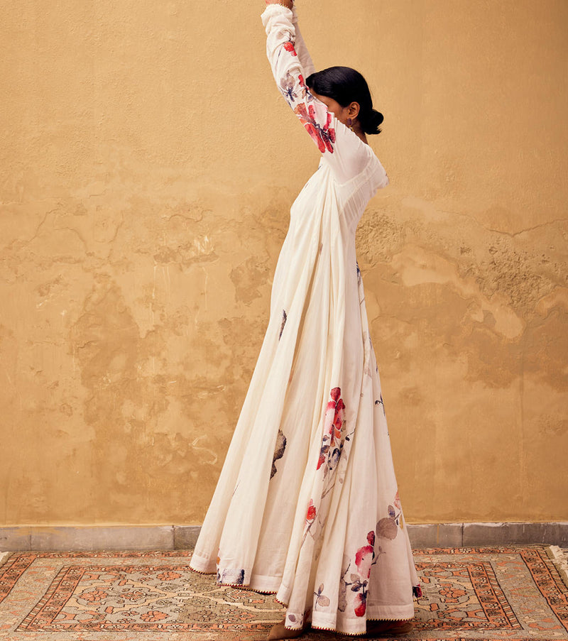 Gulbahar Dress cotton by Khara Kapas in white for women in Singapore