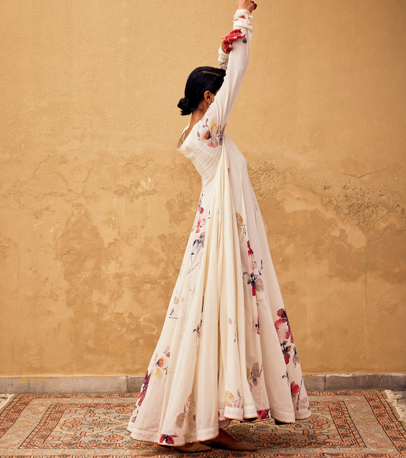 Gulbahar Dress cotton by Khara Kapas in white for women in Singapore