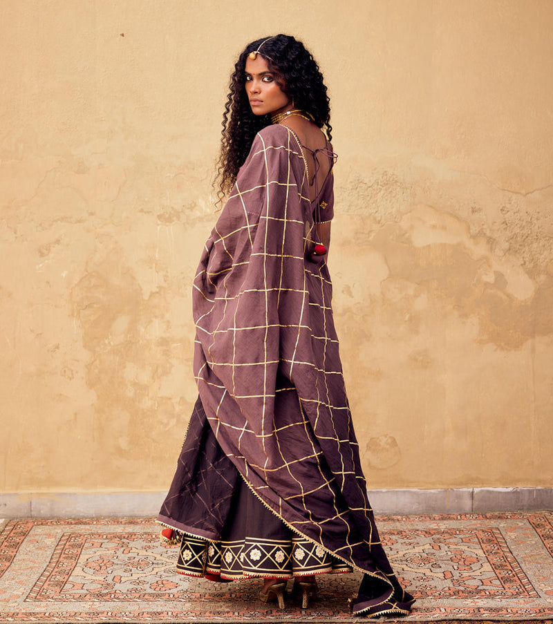 Saanjh Kota Doriya Dupatta cotton by Khara Kapas for women in Singapore