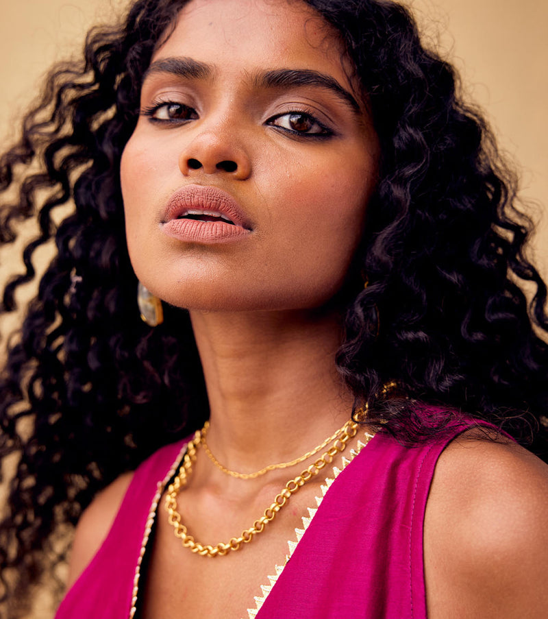 Roohafza Dress chanderi by Khara Kapas in pink for women in Singapore