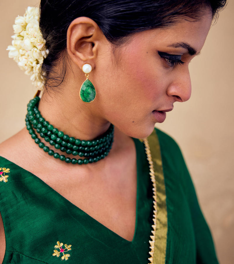 Ghazal Saree with Blouse piece silk by Khara Kapas in green for women in Singapore