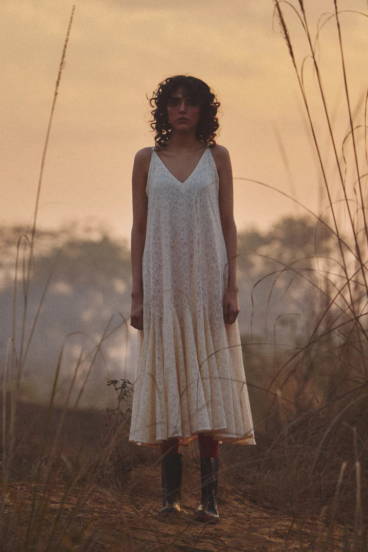 Ivory Breeze dress by Khara Kapas in white for women in Singapore