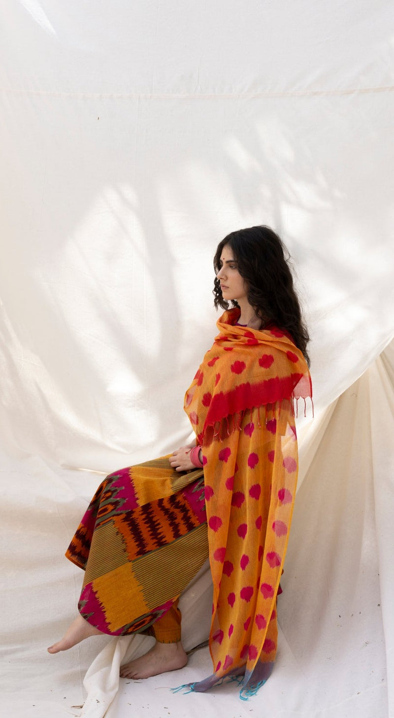 ANG STOLE 100% cotton by Translate - Handwoven Ikat in multi color for women in Singapore