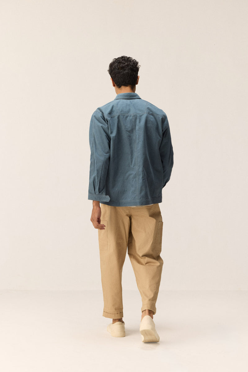 Coastal Line cotton by Khara Kapas Men in blue for men in Singapore