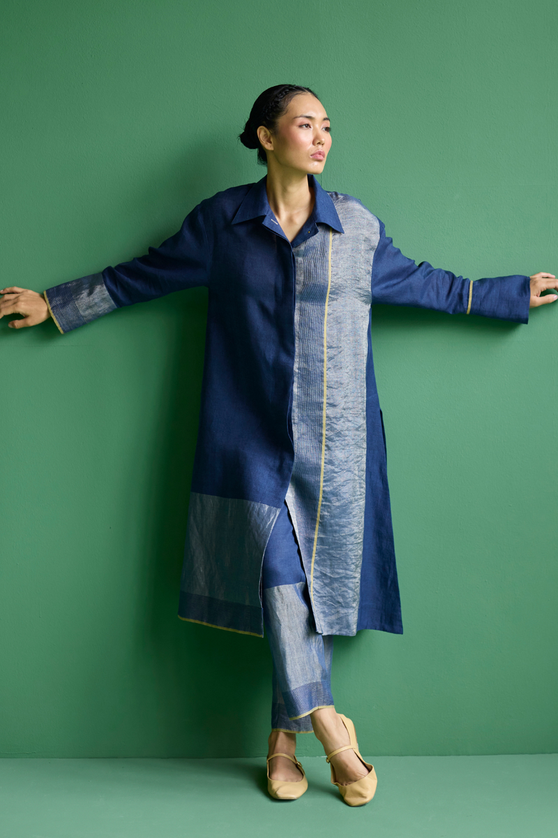 Ziza Metallic Linen Co-ord Set
 - Ivory linen by Manan in ivory color for women in Singapore