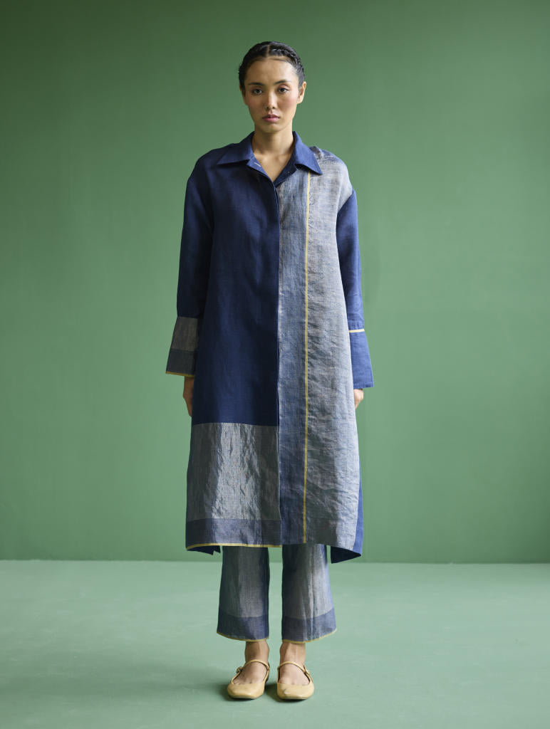 Ziza Metallic Linen Co-ord Set
 - Ivory linen by Manan in ivory color for women in Singapore