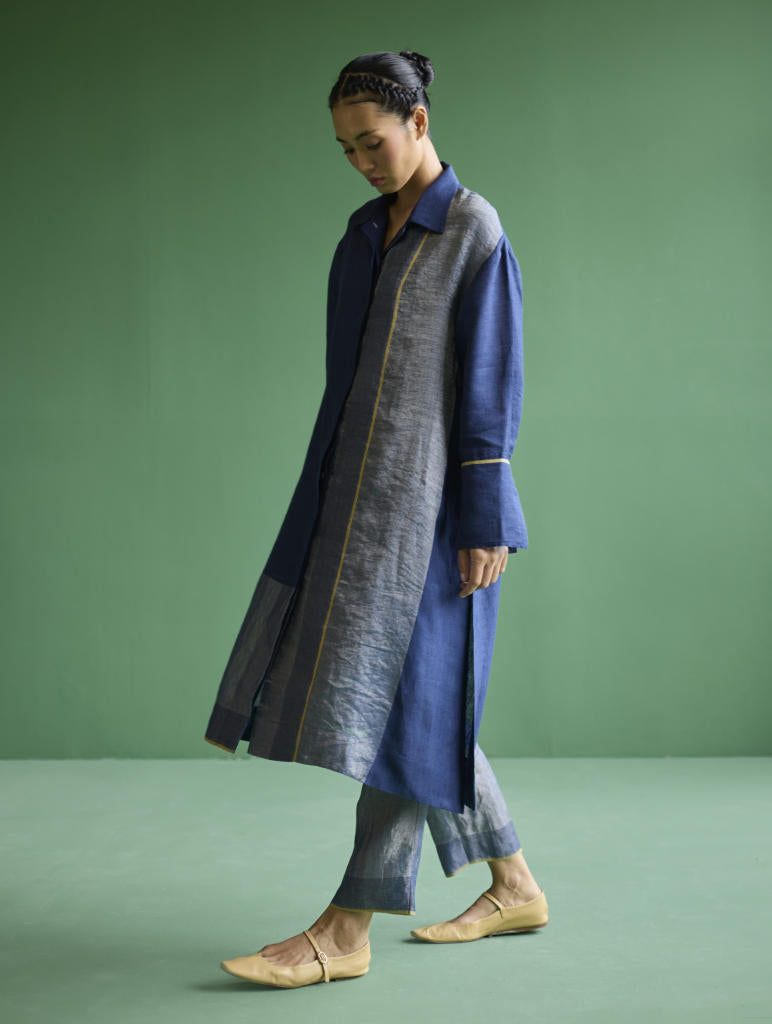 Ziza Metallic Linen Co-ord Set
 - Ivory linen by Manan in ivory color for women in Singapore
