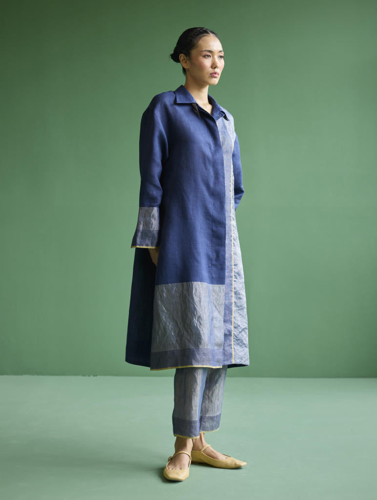 Ziza Metallic Linen Co-ord Set
 - Ivory linen by Manan in ivory color for women in Singapore
