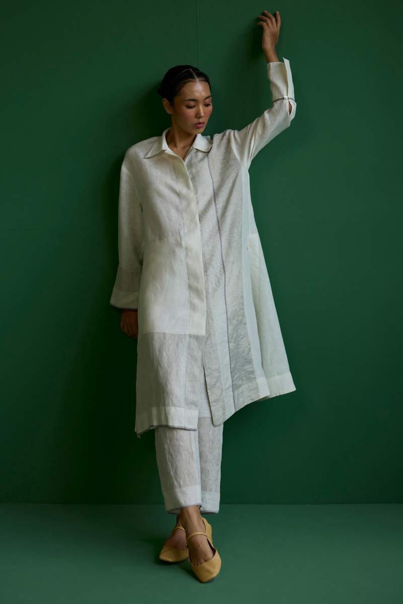 Ziza Metallic Linen Co-ord Set
 - Navy linen by Manan in navy color for women in Singapore