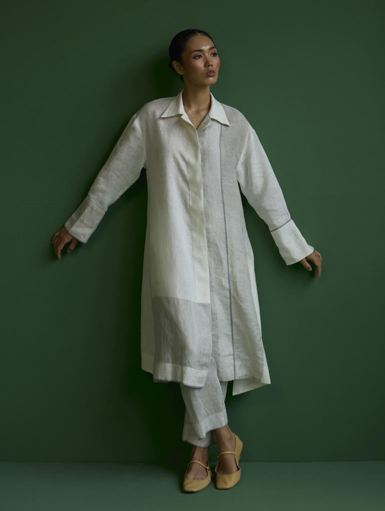 Ziza Metallic Linen Co-ord Set
 - Navy linen by Manan in navy color for women in Singapore