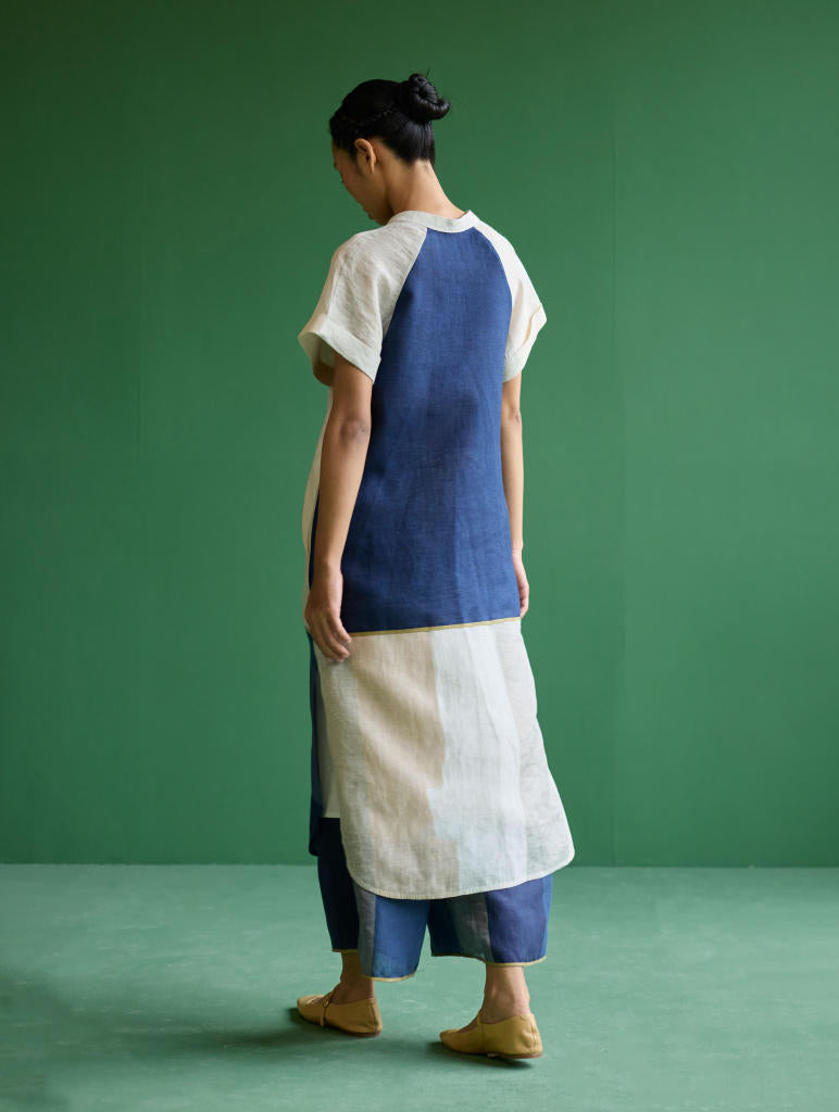 Nila Color-Blocked Co-ord Sets 
 - Ivory linen by Manan in ivory color for women in Singapore