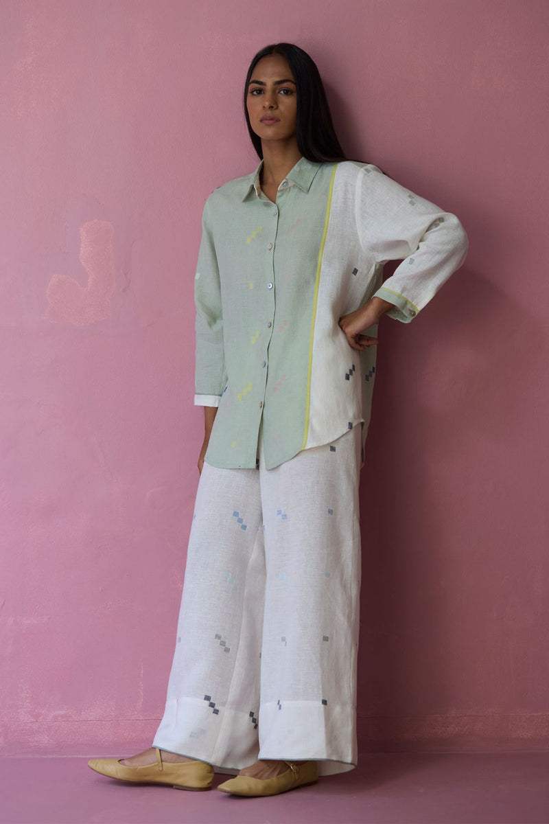 Sela Patchwork Jamdani Linen Co-ord Set all linen by Manan for women in Singapore