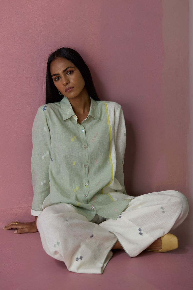 Sela Patchwork Jamdani Linen Co-ord Set all linen by Manan for women in Singapore