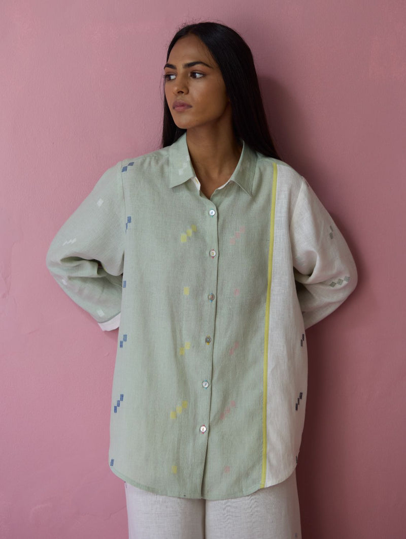 Sela Patchwork Jamdani Linen Shirt