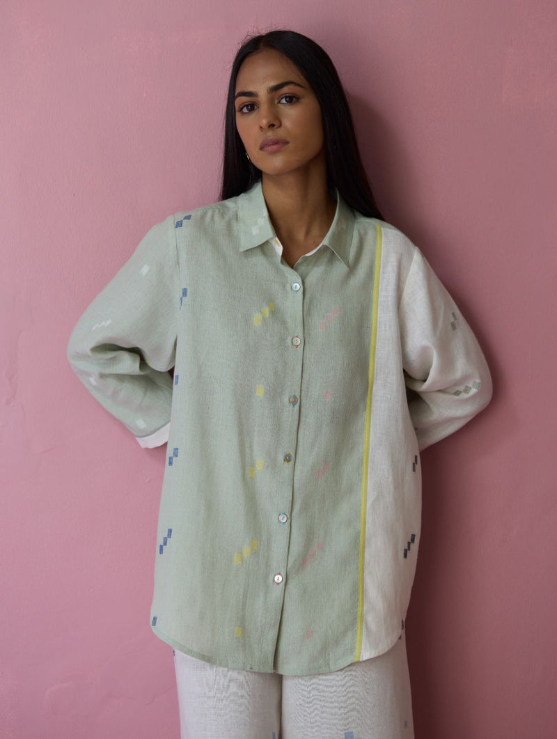 Sela Patchwork Jamdani Linen Co-ord Set all linen by Manan for women in Singapore