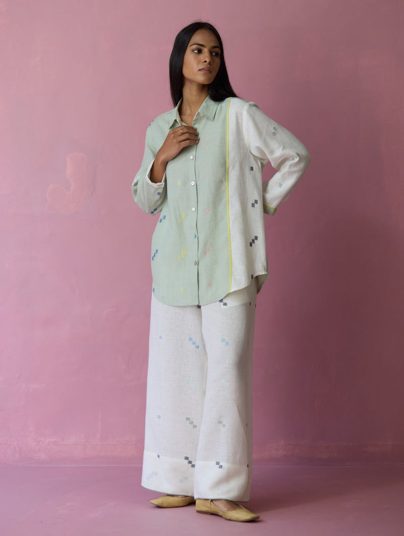 Sela Patchwork Jamdani Linen Co-ord Set all linen by Manan for women in Singapore