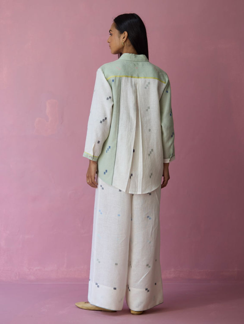 Sela Patchwork Jamdani Linen Co-ord Set all linen by Manan for women in Singapore