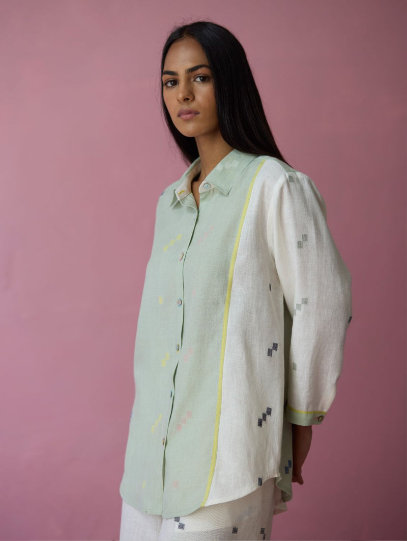 Sela Patchwork Jamdani Linen Co-ord Set all linen by Manan for women in Singapore