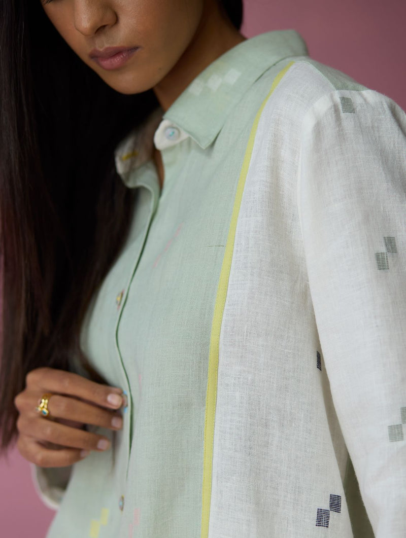 Sela Patchwork Jamdani Linen Co-ord Set all linen by Manan for women in Singapore