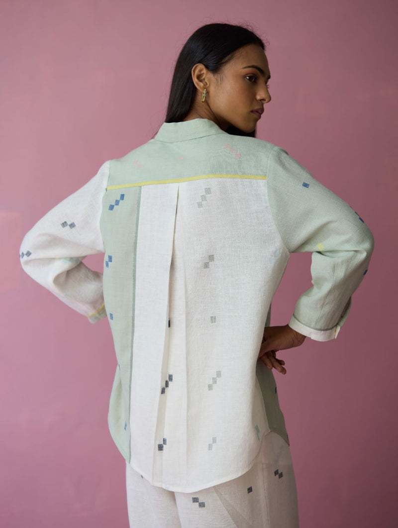 Sela Patchwork Jamdani Linen Co-ord Set all linen by Manan for women in Singapore