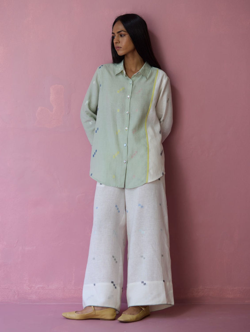 Sela Patchwork Jamdani Linen Co-ord Set all linen by Manan for women in Singapore