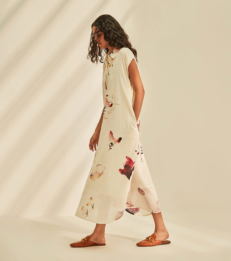 Blossom Dress cotton by Khara Kapas in white for women in Singapore