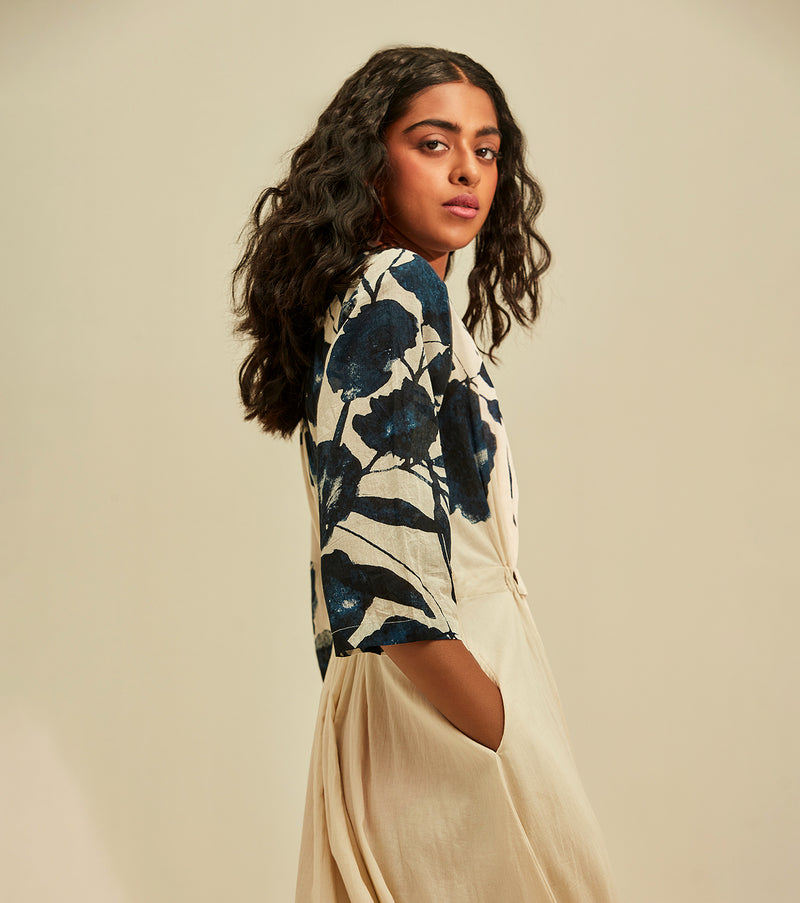 Blue Forest Dress cotton by Khara Kapas in white for women in Singapore