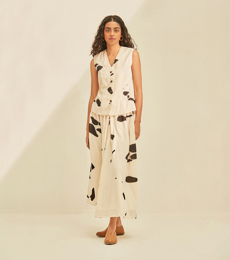 Dalmation Co-ord set cotton by Khara Kapas in white for women in Singapore