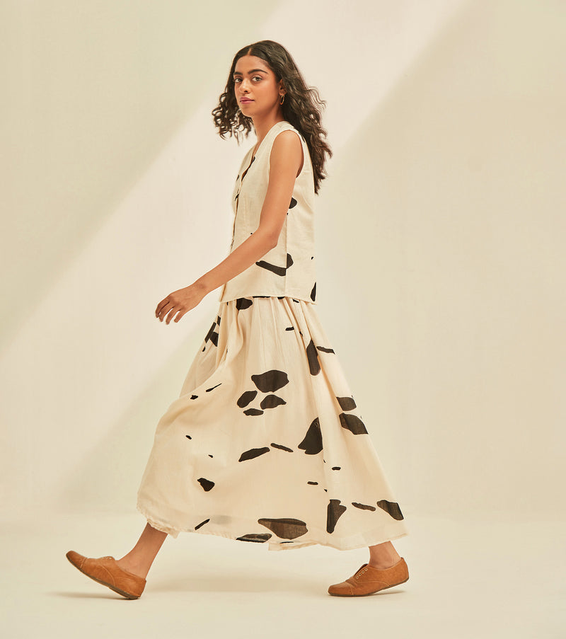 Dalmation Co-ord set cotton by Khara Kapas in white for women in Singapore