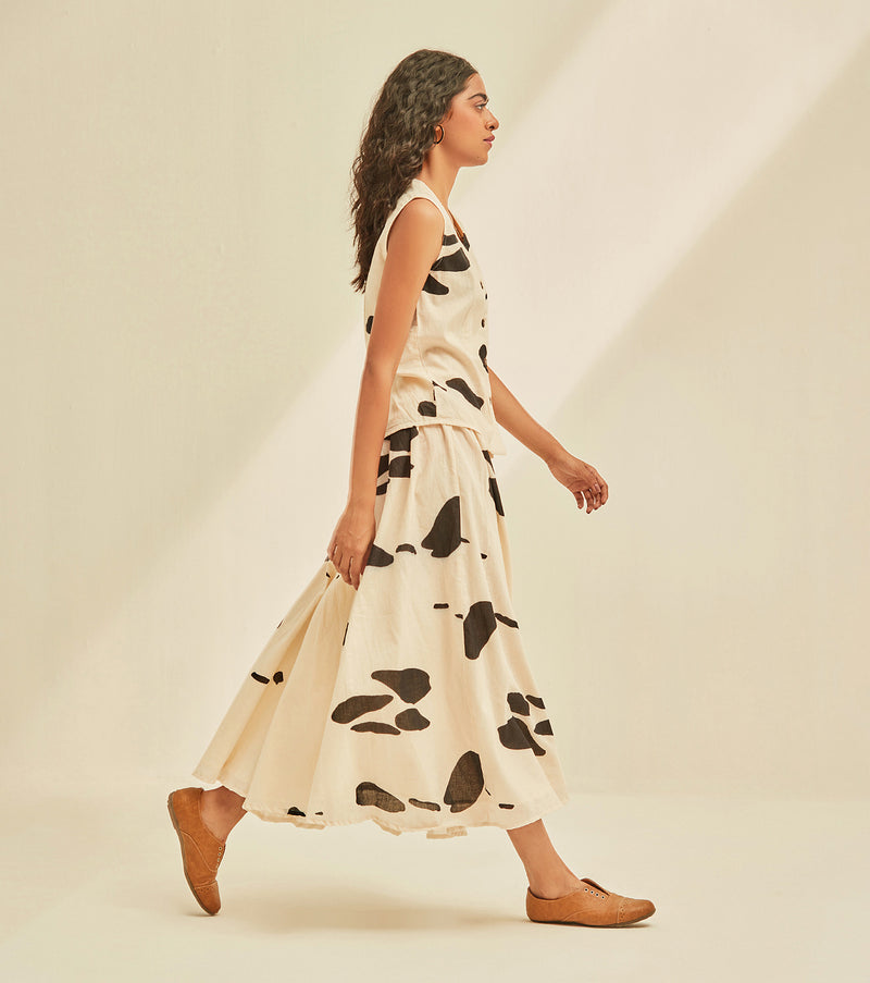 Dalmation Co-ord set cotton by Khara Kapas in white for women in Singapore