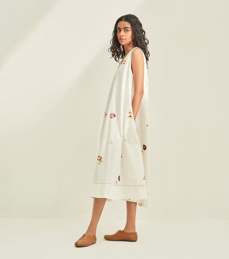 Love Lost Dress cotton by Khara Kapas in white for women in Singapore