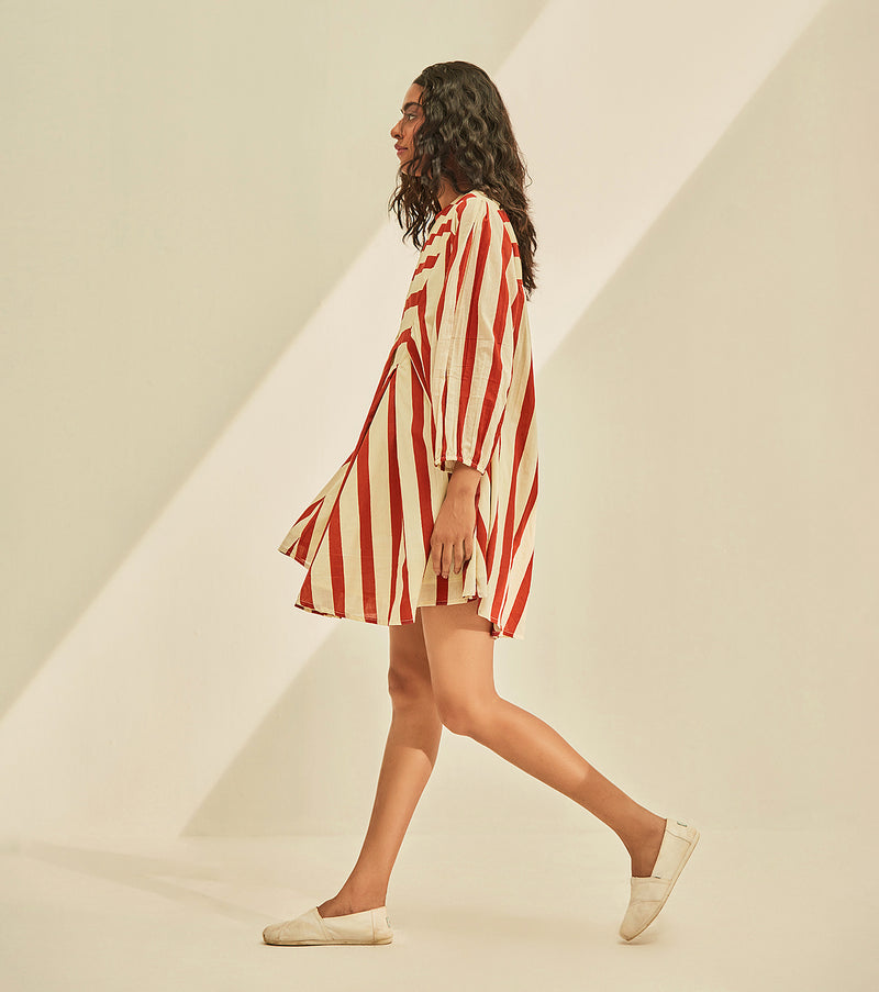 Red emu Dress cotton by Khara Kapas in multi for women in Singapore