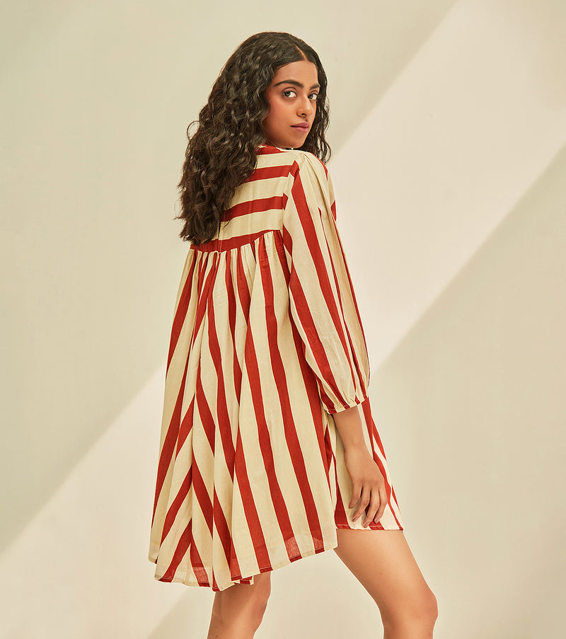 Red emu Dress cotton by Khara Kapas in multi for women in Singapore