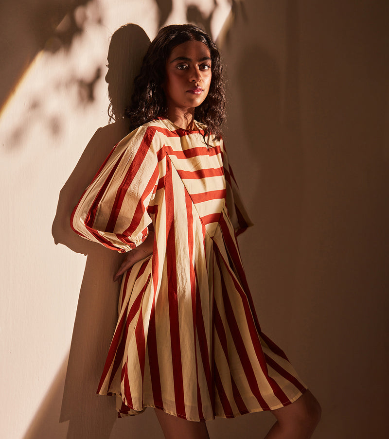 Red emu Dress cotton by Khara Kapas in multi for women in Singapore