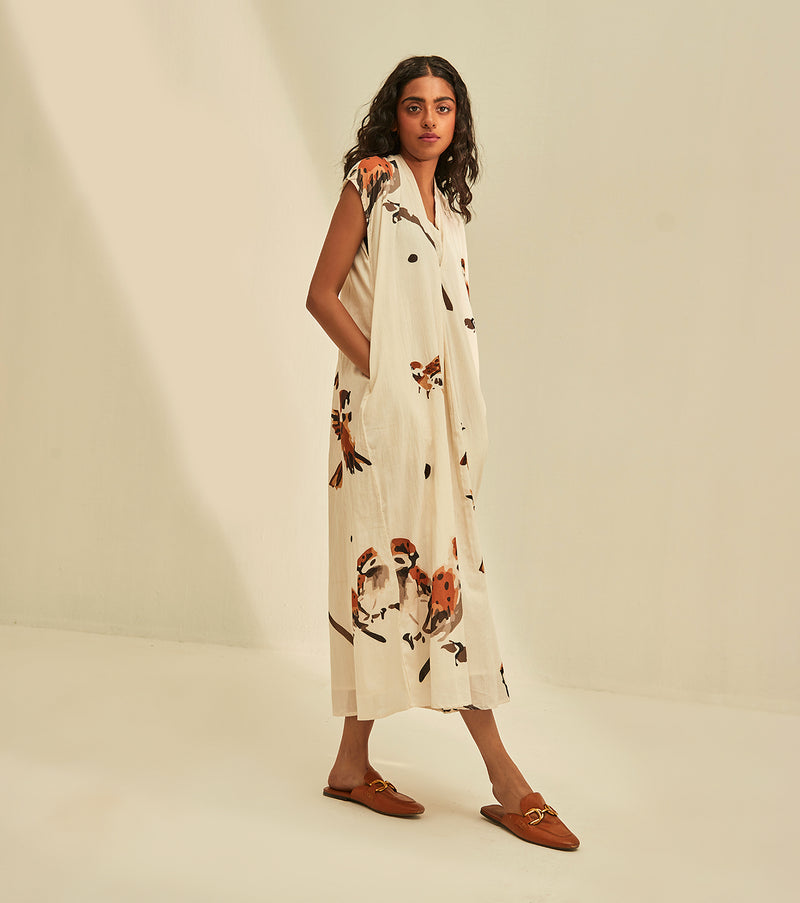 Summer's Secret Dress cotton by Khara Kapas in white for women in Singapore