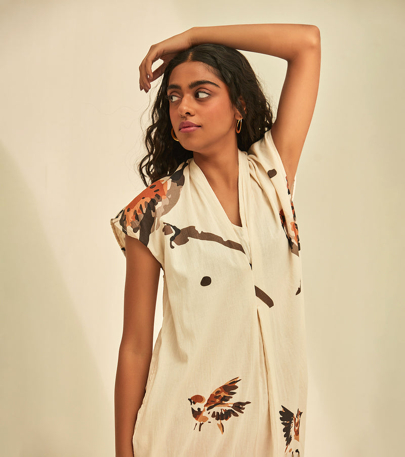 Summer's Secret Dress cotton by Khara Kapas in white for women in Singapore