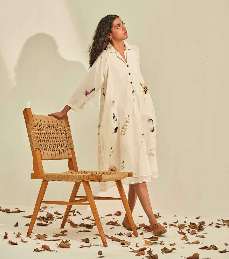Silent Whispers Dress cotton by Khara Kapas in white for women in Singapore
