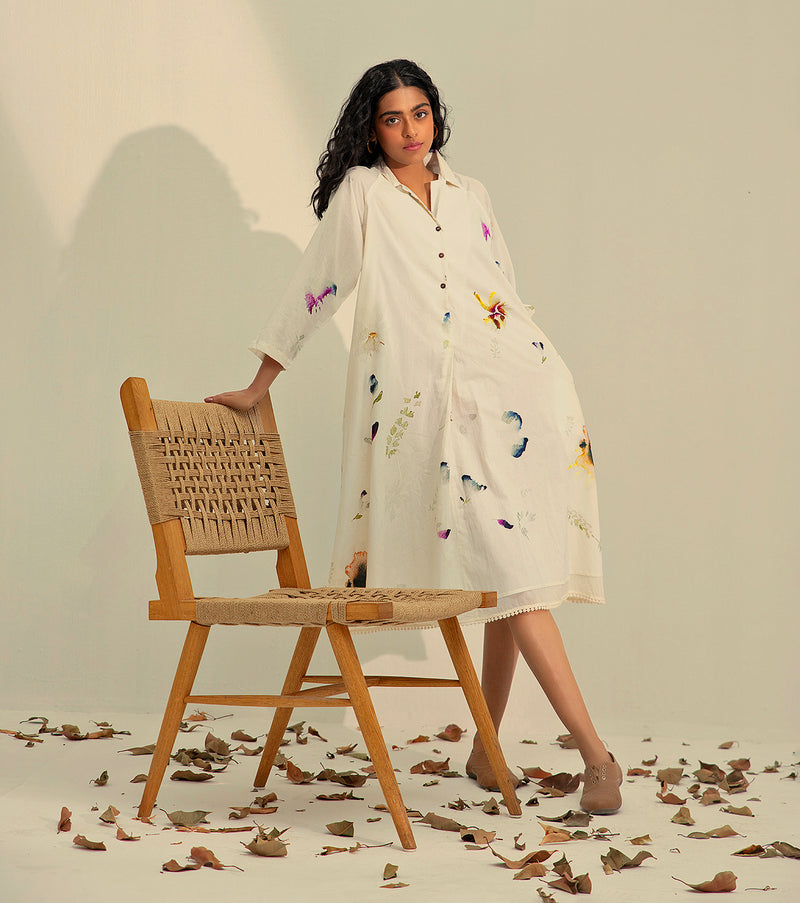 Silent Whispers Dress cotton by Khara Kapas in white for women in Singapore