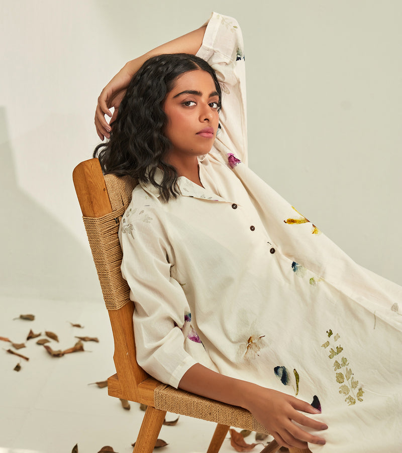 Silent Whispers Dress cotton by Khara Kapas in white for women in Singapore