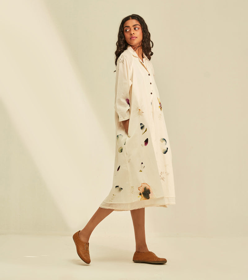 Silent Whispers Dress cotton by Khara Kapas in white for women in Singapore