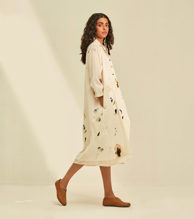 Silent Whispers Dress cotton by Khara Kapas in white for women in Singapore