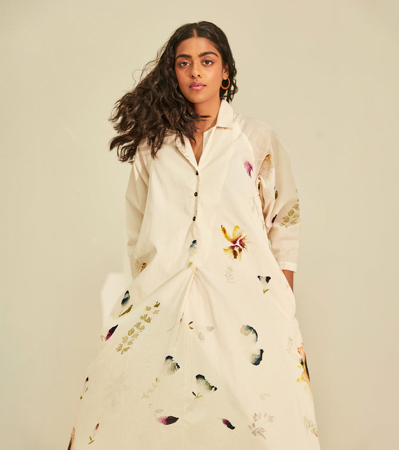 Silent Whispers Dress cotton by Khara Kapas in white for women in Singapore