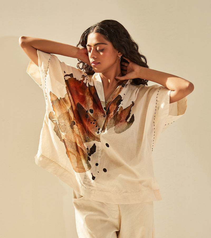 Myna Top cotton by Khara Kapas in white for women in Singapore