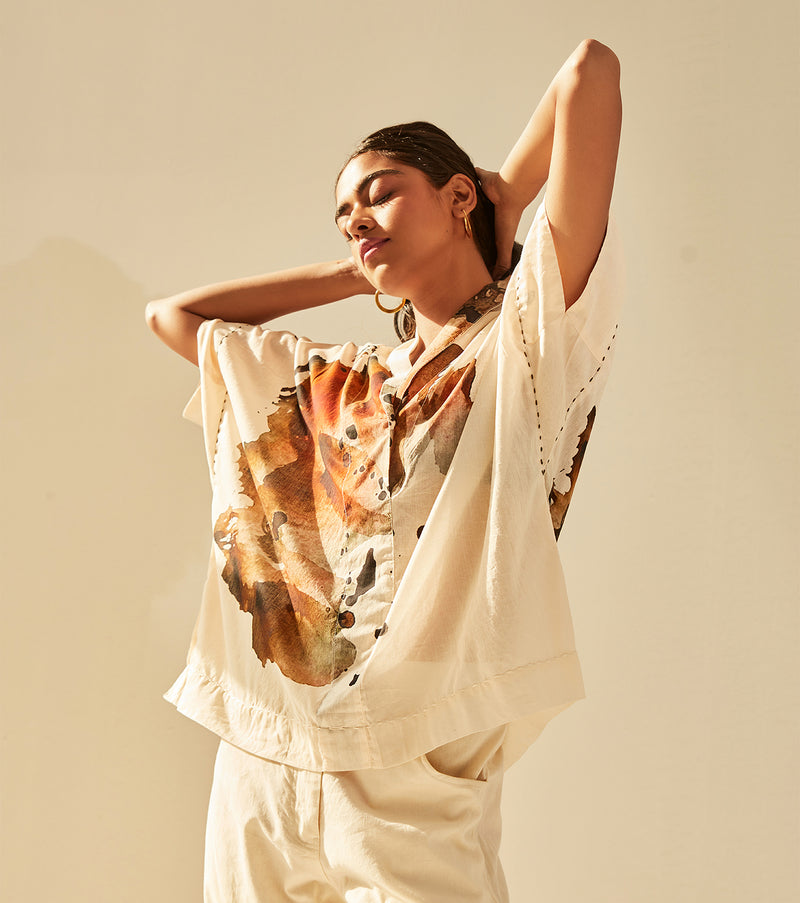 Myna Top cotton by Khara Kapas in white for women in Singapore