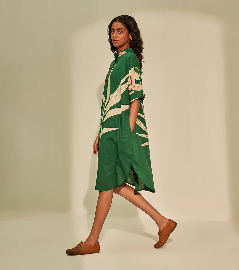 Green Oasis Dress cotton by Khara Kapas in green for women in Singapore