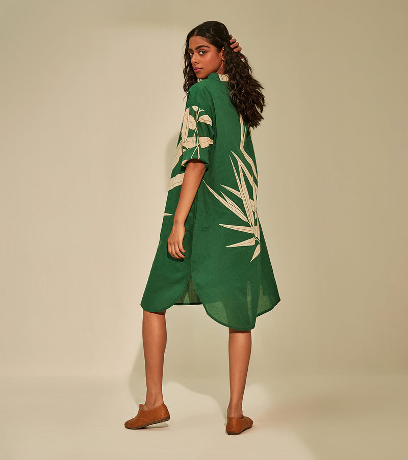 Green Oasis Dress cotton by Khara Kapas in green for women in Singapore