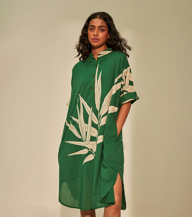 Green Oasis Dress cotton by Khara Kapas in green for women in Singapore