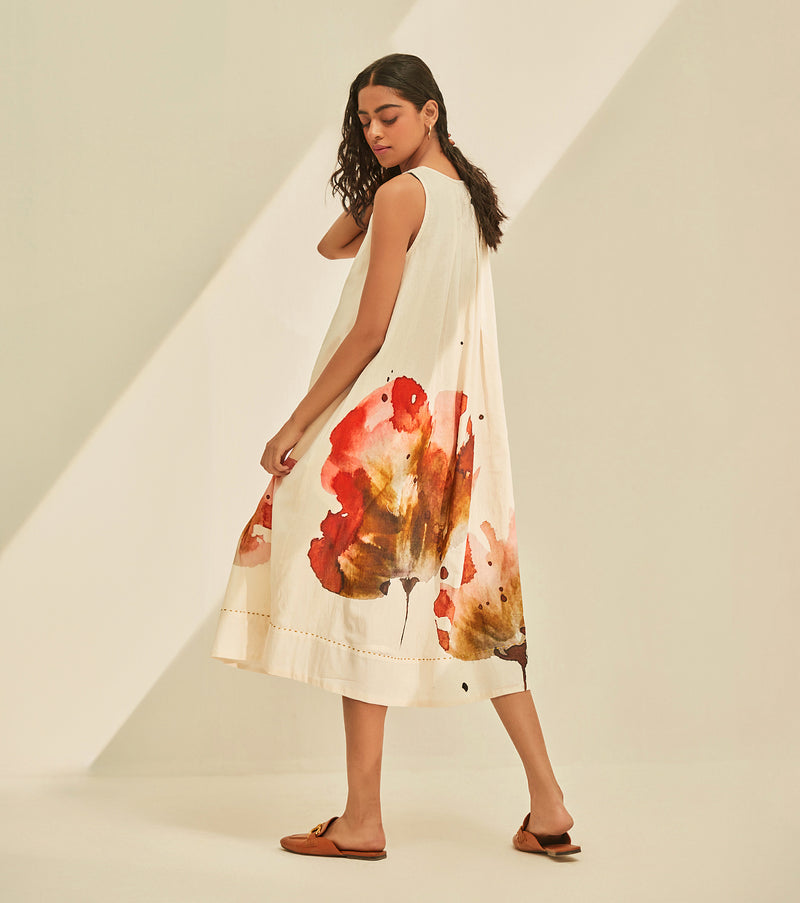 Poppy fields Dress cotton by Khara Kapas in white for women in Singapore