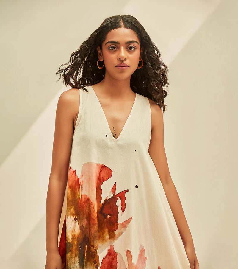 Poppy fields Dress cotton by Khara Kapas in white for women in Singapore