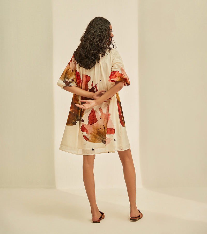 Wild poppies Dress cotton by Khara Kapas in white for women in Singapore